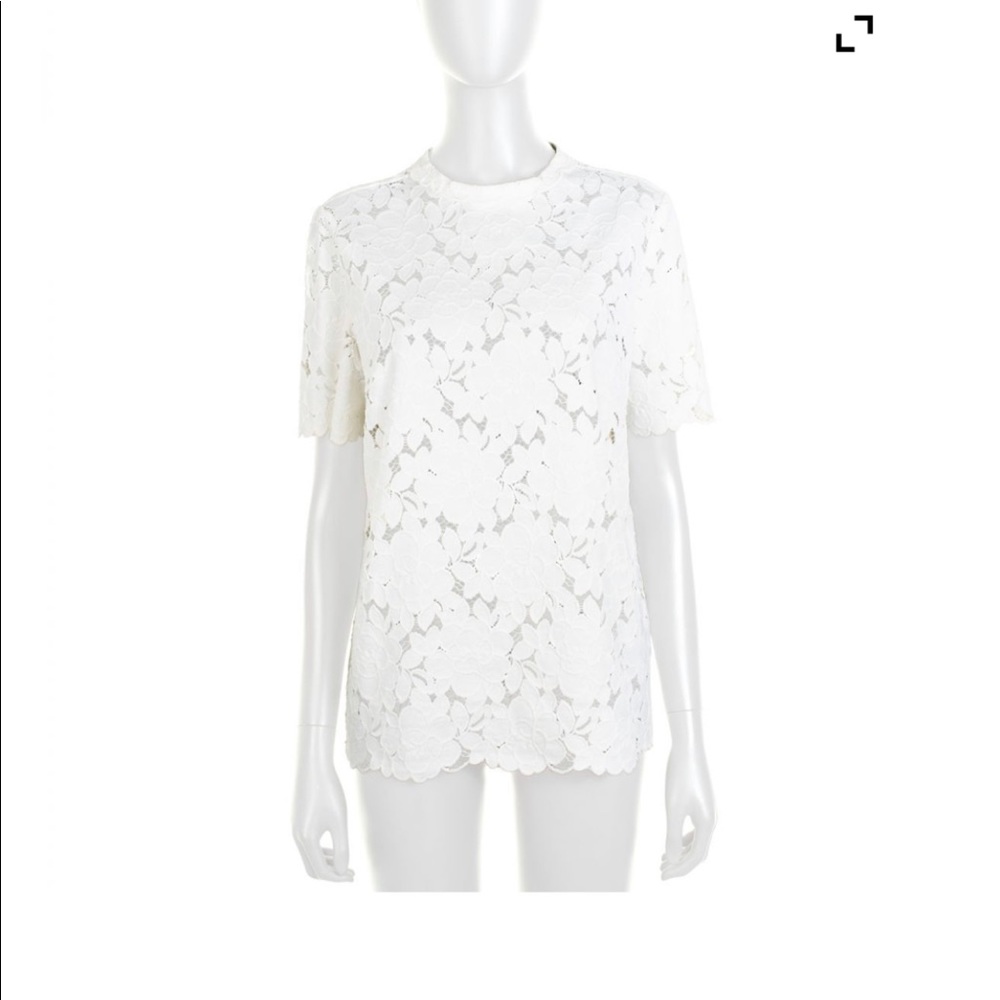 Lanvin White Guipure Floral Lace Top
